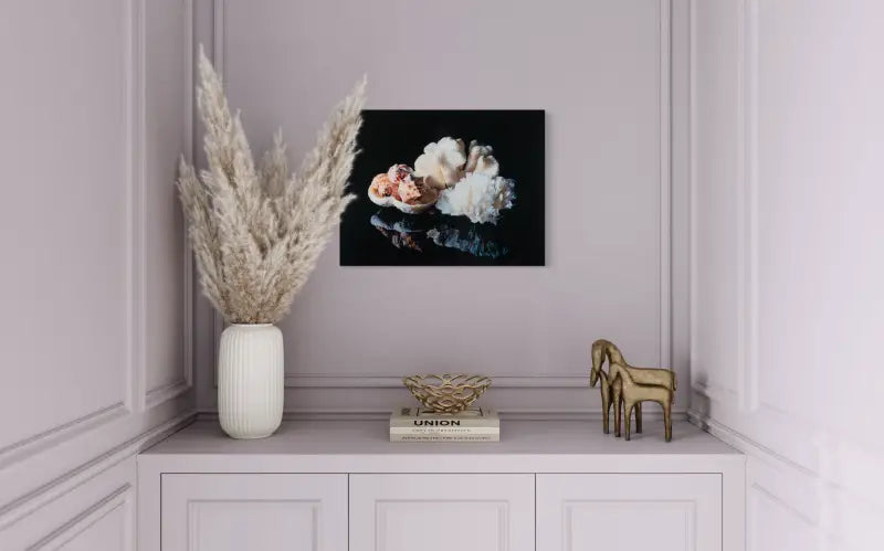 Coastal Charm: Coral and Shells Glass Art Print - Shell Prints