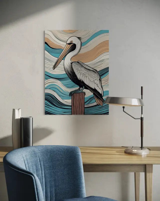 Coastal Pelican Serenity Glass Art Print - Prints