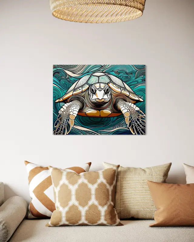 Face-to-Face Sea Turtle Portrait - Unique Glass Print for Coastal Decor - Prints