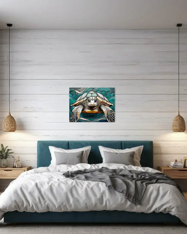 Face-to-Face Sea Turtle Portrait - Unique Glass Print for Coastal Decor - Prints