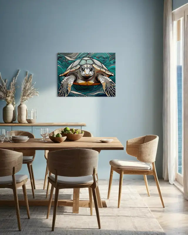 Face-to-Face Sea Turtle Portrait - Unique Glass Print for Coastal Decor - Prints