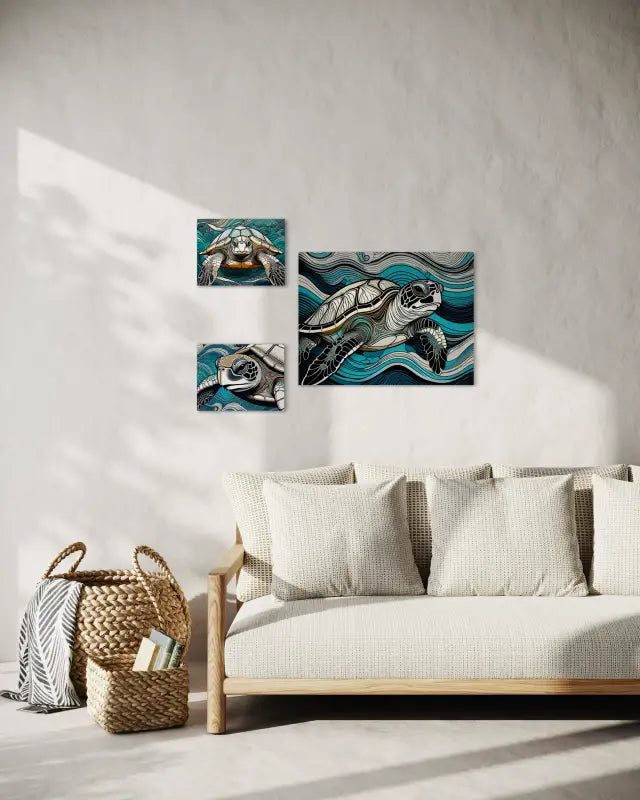 Face-to-Face Sea Turtle Portrait - Unique Glass Print for Coastal Decor - Prints