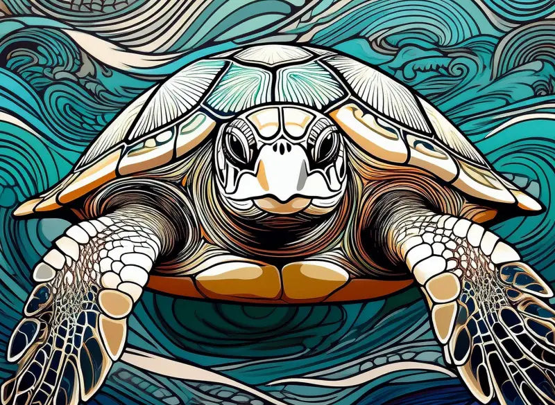 Face-to-Face Sea Turtle Portrait - Unique Glass Print for Coastal Decor - Small 4.8’’ x 6.4’’ - Prints