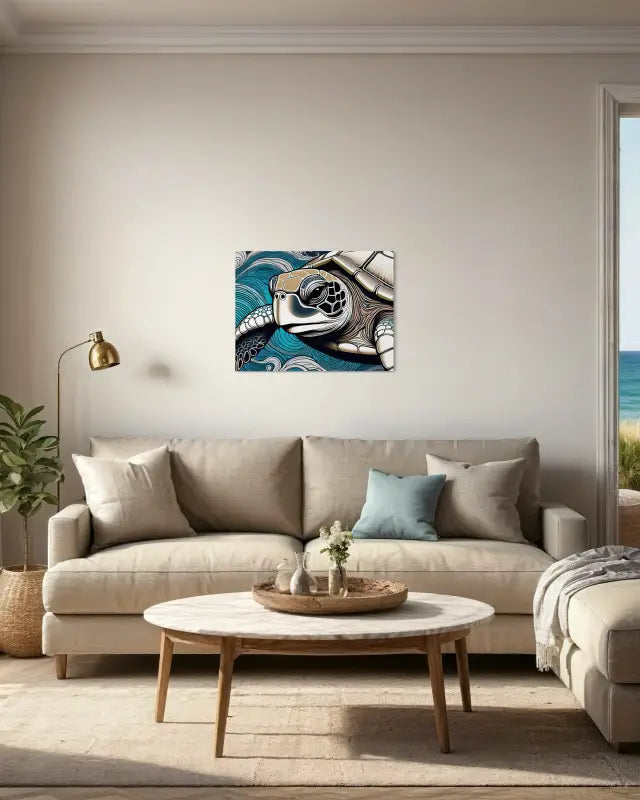 Intimate Sea Turtle Portrait - Unique Ocean Glass Print for Home Decor - Coastal Prints