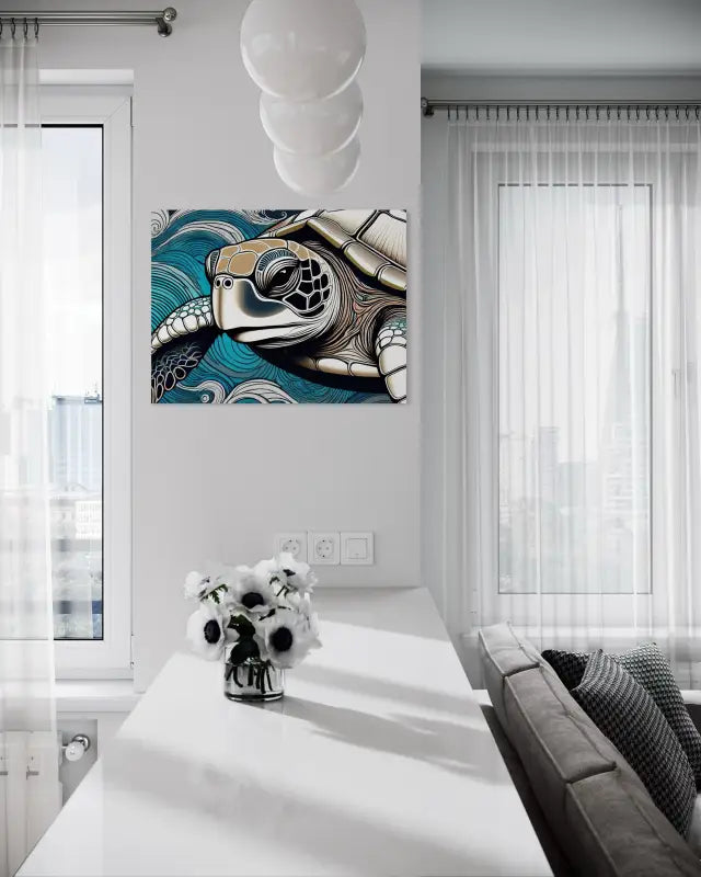 Intimate Sea Turtle Portrait - Unique Ocean Glass Print for Home Decor - Coastal Prints