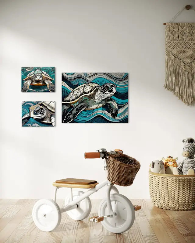 Intimate Sea Turtle Portrait - Unique Ocean Glass Print for Home Decor - Coastal Prints