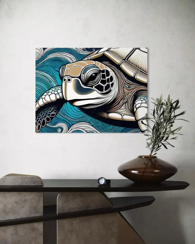 Intimate Sea Turtle Portrait - Unique Ocean Glass Print for Home Decor - Coastal Prints