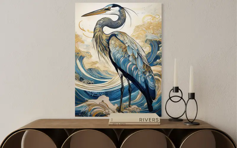 Majestic Great Blue Heron Glass Print - Ocean Vibes! - Coastal Prints