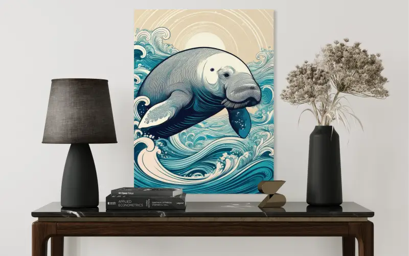 Ocean Serenity Manatee Glass Artwork - Coastal Prints