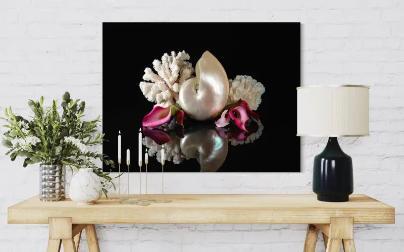 Ocean Serenity: Pink Lilies Glass Artwork - Coastal Prints