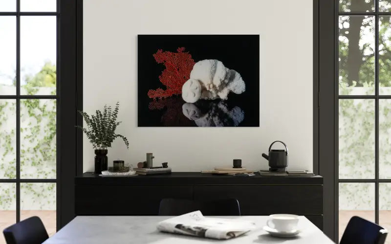 Oceanic Treasures Glass Print: Sea Fan Biscuit & Coral - Shell Prints