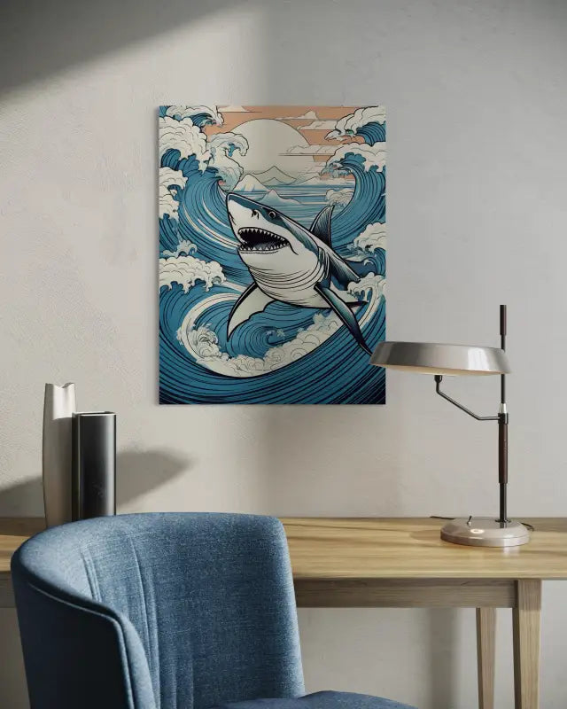 Shark Splash Glass Artwork - Coastal Prints