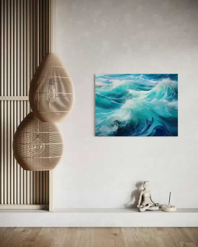 Sublime Emerald and Teal Waves Glass Print: Abstract Ocean Art - Beach Scene Printed